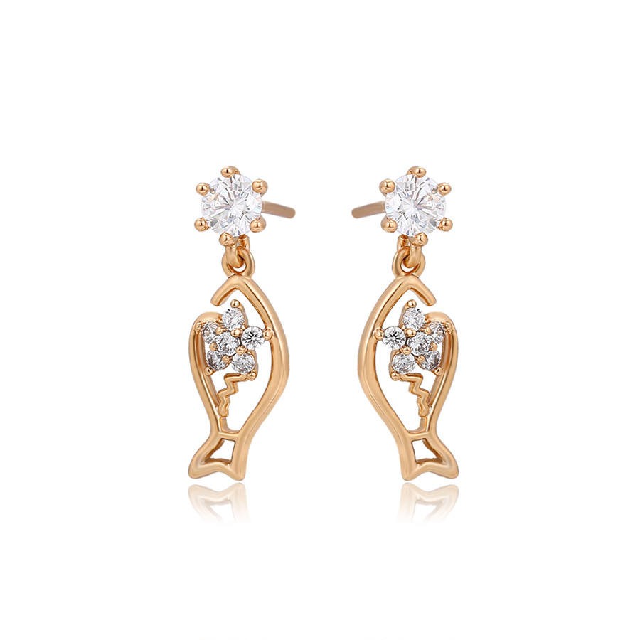 S00149521 xuping jewelry Animal Cartoon Collection Cute and Funny Fish Pendant 18K Gold Plated Earrings