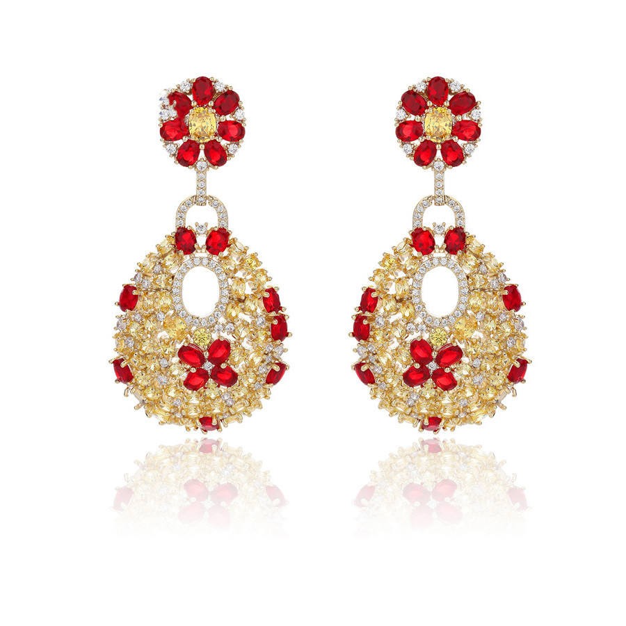 YSearring-569 xuping jewelry Sweet Exotic Bohemian Vintage Palace Water Drop Pendant Festive Diamond Bridal Crystal Earrings